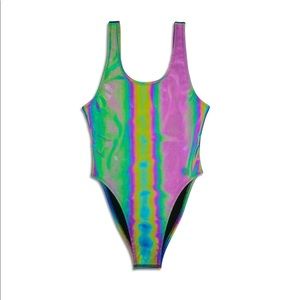 Reflective rainbow one piece swimsuit- small